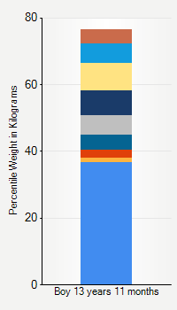 Weight chart for boys 13 years 11 months of age