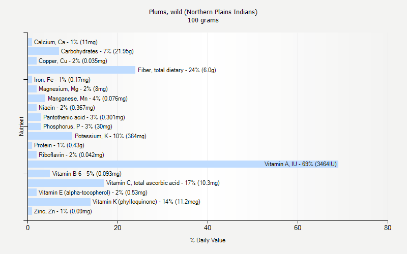 % Daily Value for Plums, wild (Northern Plains Indians) 100 grams 