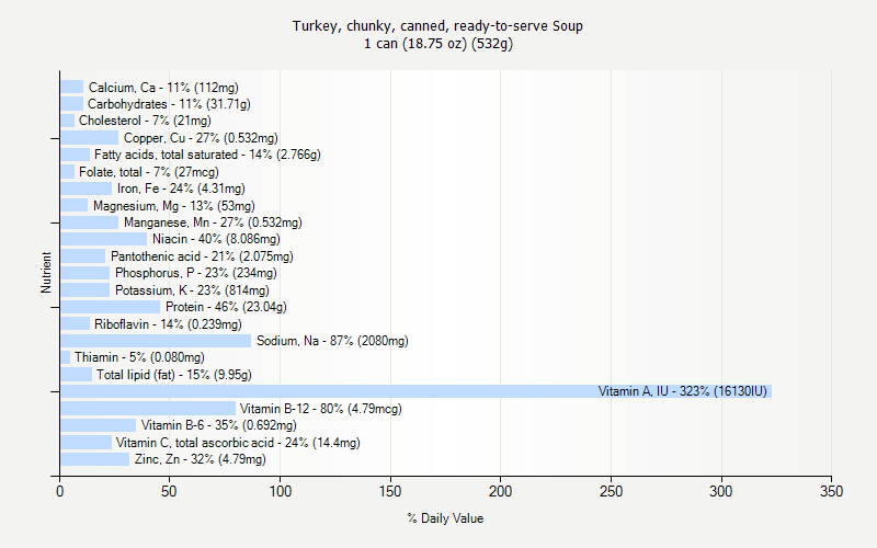 % Daily Value for Turkey, chunky, canned, ready-to-serve Soup 1 can (18.75 oz) (532g)